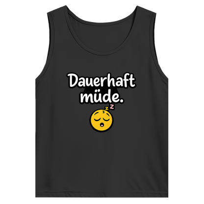 Herren Basic Tank Top „Dauerhaft müde“ – Lustiger Spruch Tanktop für Alltag & Freizeit