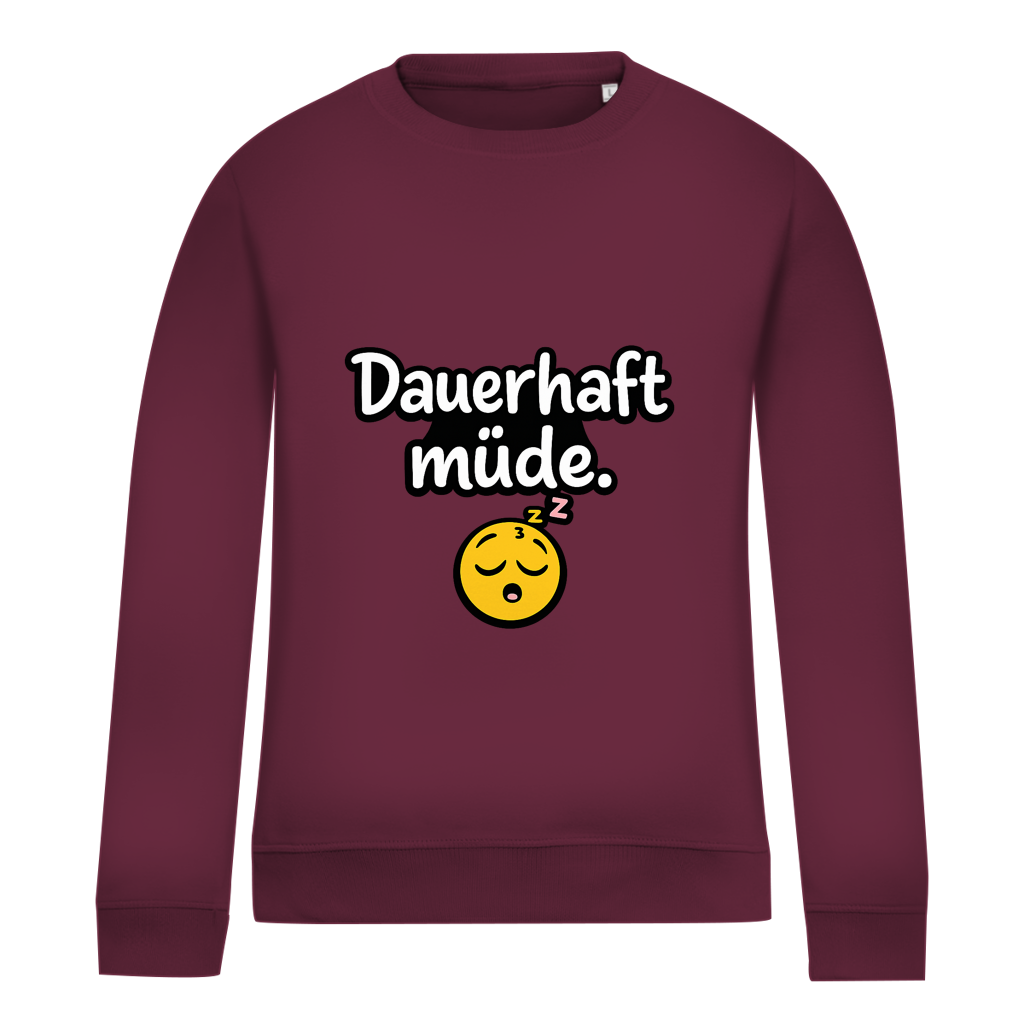 Damen Sweatshirt „Dauerhaft müde“ – Lustiger Spruch Sweatshirt für Alltag & Freizeit