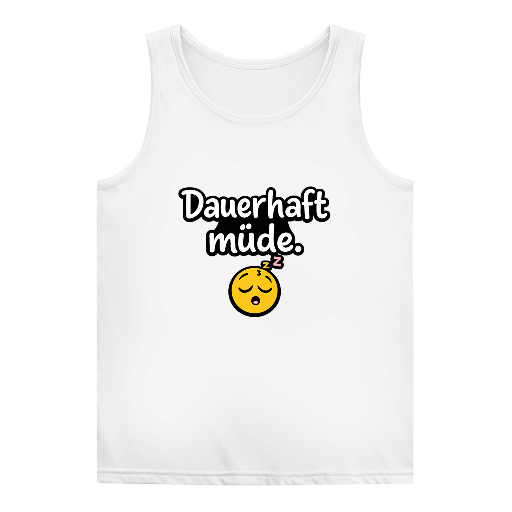 Damen Basic Tank Top „Dauerhaft müde“ – Lustiger Spruch Tanktop für Alltag & Freizeit