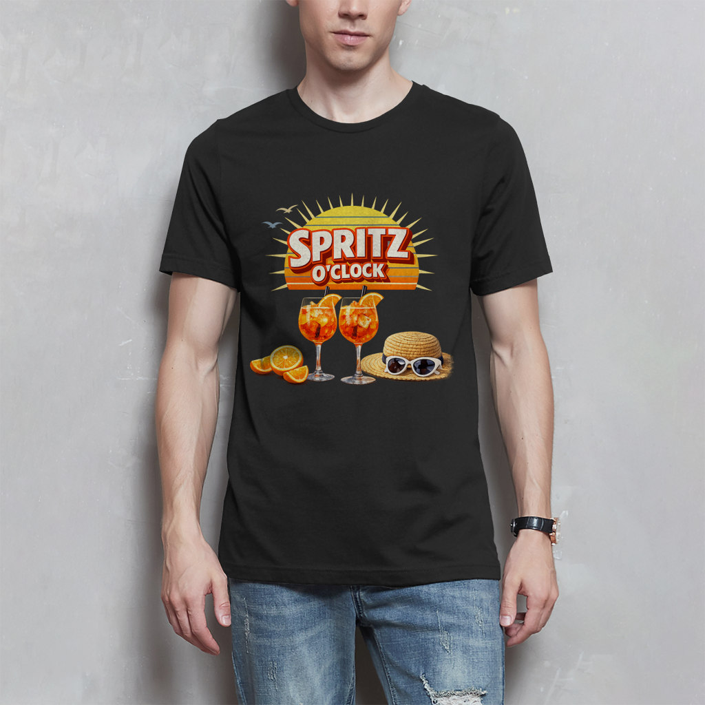 Herren T-Shirt „Spritz O’Clock“ – Lustiger Sommer-Spruch & Aperitif-Statement Shirt
