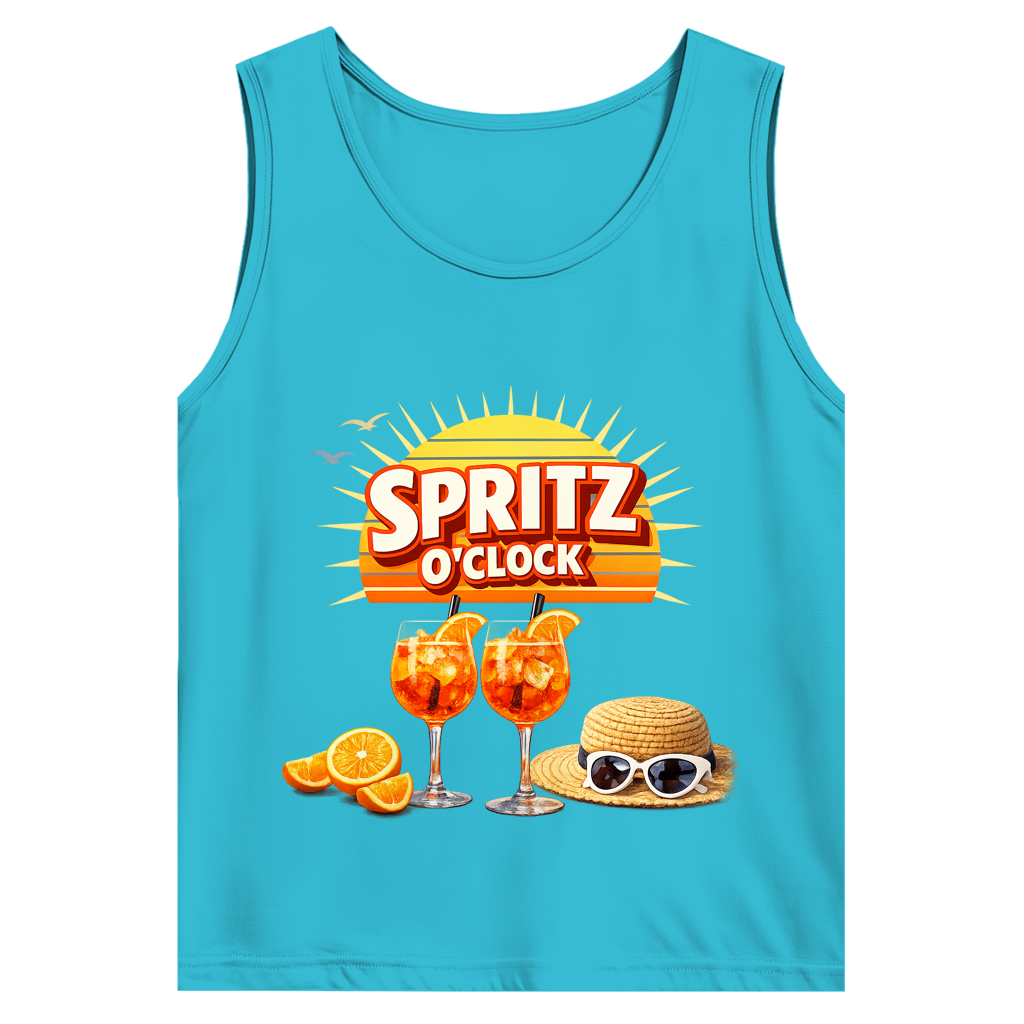 Herren Basic Tank Top „Spritz O’Clock“ – Lustiger Sommer-Spruch & Aperitif-Statement Top