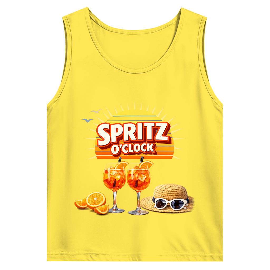 Herren Basic Tank Top „Spritz O’Clock“ – Lustiger Sommer-Spruch & Aperitif-Statement Top