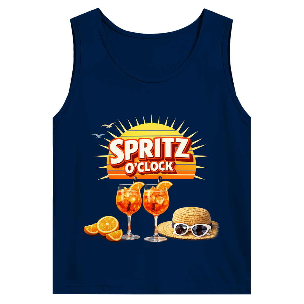 Herren Basic Tank Top „Spritz O’Clock“ – Lustiger Sommer-Spruch & Aperitif-Statement Top