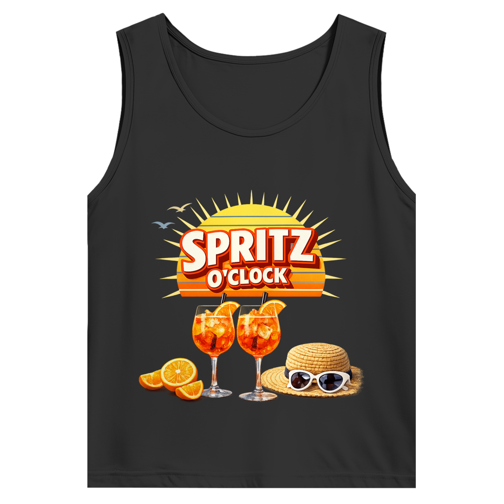 Herren Basic Tank Top „Spritz O’Clock“ – Lustiger Sommer-Spruch & Aperitif-Statement Top