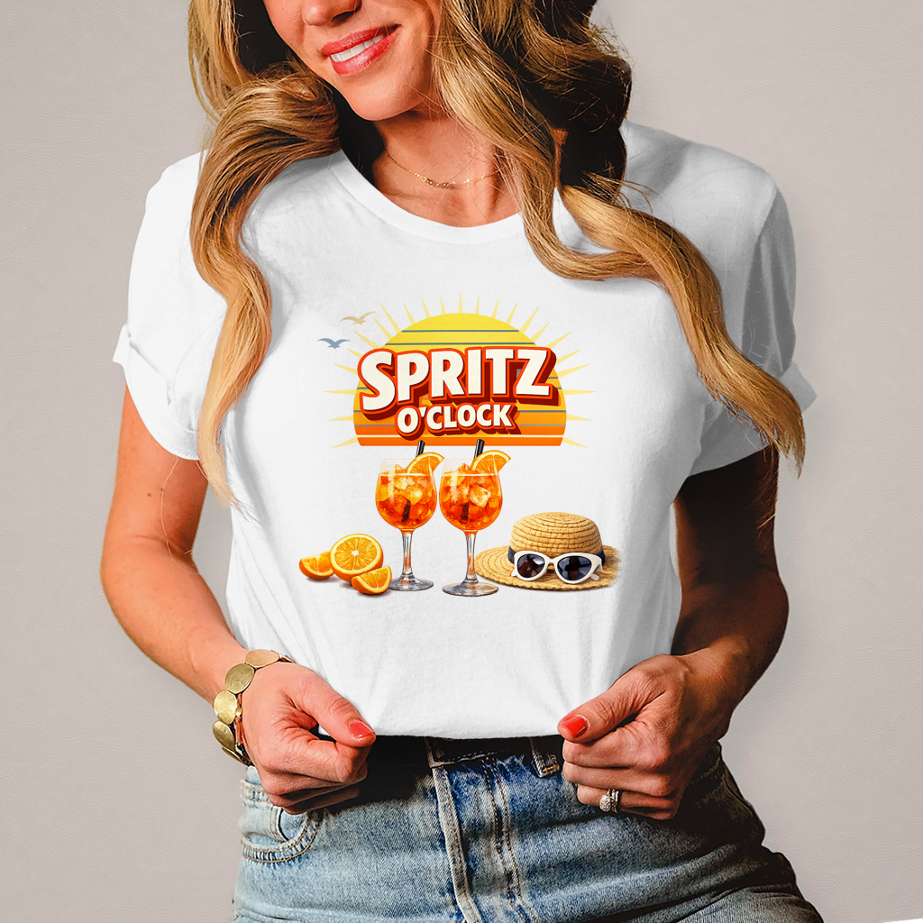 Damen T-Shirt „Spritz O’Clock“ – Lustiger Sommer-Spruch & Aperitif-Statement Shirt