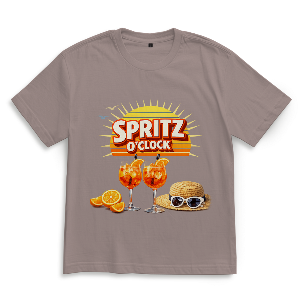 Oversize T-Shirt „Spritz O’Clock“ – Lustiger Sommer-Spruch & Aperitif-Statement Shirt