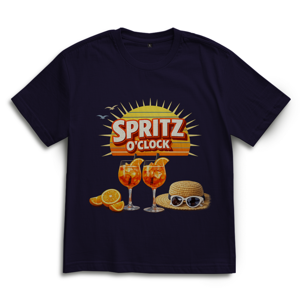 Oversize T-Shirt „Spritz O’Clock“ – Lustiger Sommer-Spruch & Aperitif-Statement Shirt