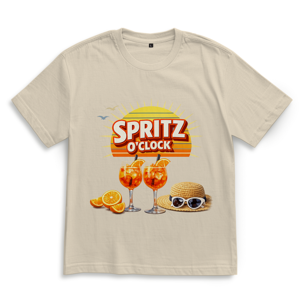 Oversize T-Shirt „Spritz O’Clock“ – Lustiger Sommer-Spruch & Aperitif-Statement Shirt