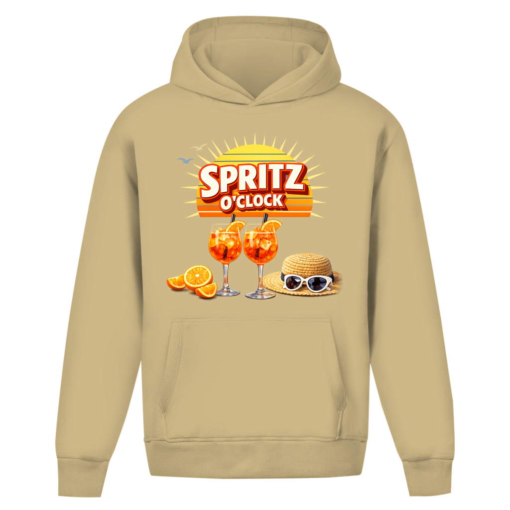 Oversize Hoodie ohne Kordel „Spritz O’Clock“ – Lustiger Sommer-Spruch & Aperitif-Statement Hoodie