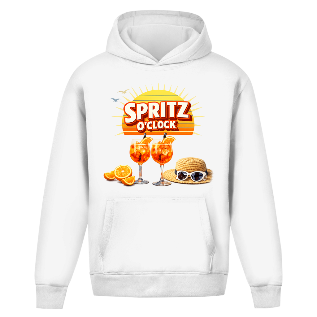 Oversize Hoodie ohne Kordel „Spritz O’Clock“ – Lustiger Sommer-Spruch & Aperitif-Statement Hoodie