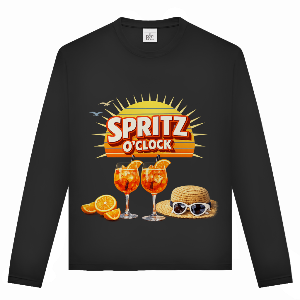 Unisex Langarmshirt „Spritz O’Clock“ – Lustiger Sommer-Spruch & Aperitif-Statement Longsleeve