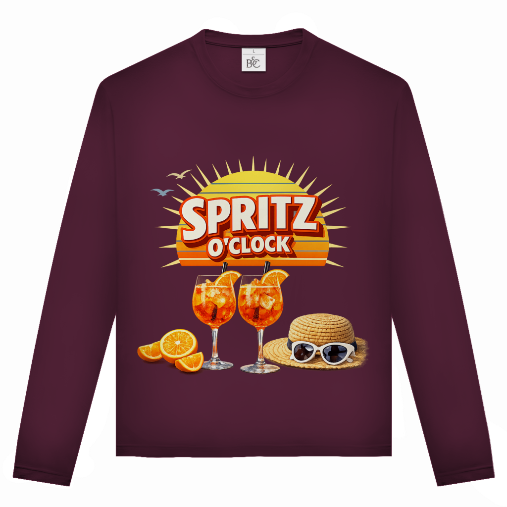 Unisex Langarmshirt „Spritz O’Clock“ – Lustiger Sommer-Spruch & Aperitif-Statement Longsleeve
