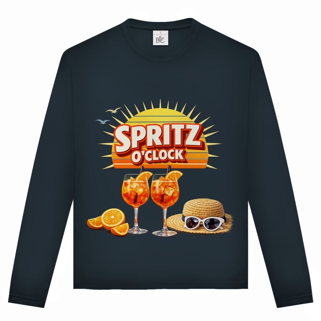 Unisex Langarmshirt „Spritz O’Clock“ – Lustiger Sommer-Spruch & Aperitif-Statement Longsleeve
