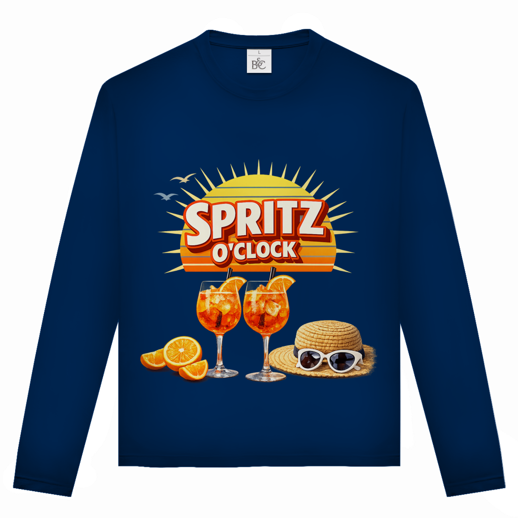 Unisex Langarmshirt „Spritz O’Clock“ – Lustiger Sommer-Spruch & Aperitif-Statement Longsleeve