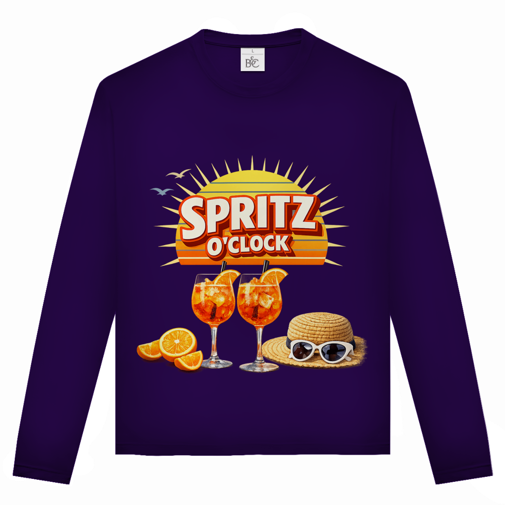 Unisex Langarmshirt „Spritz O’Clock“ – Lustiger Sommer-Spruch & Aperitif-Statement Longsleeve
