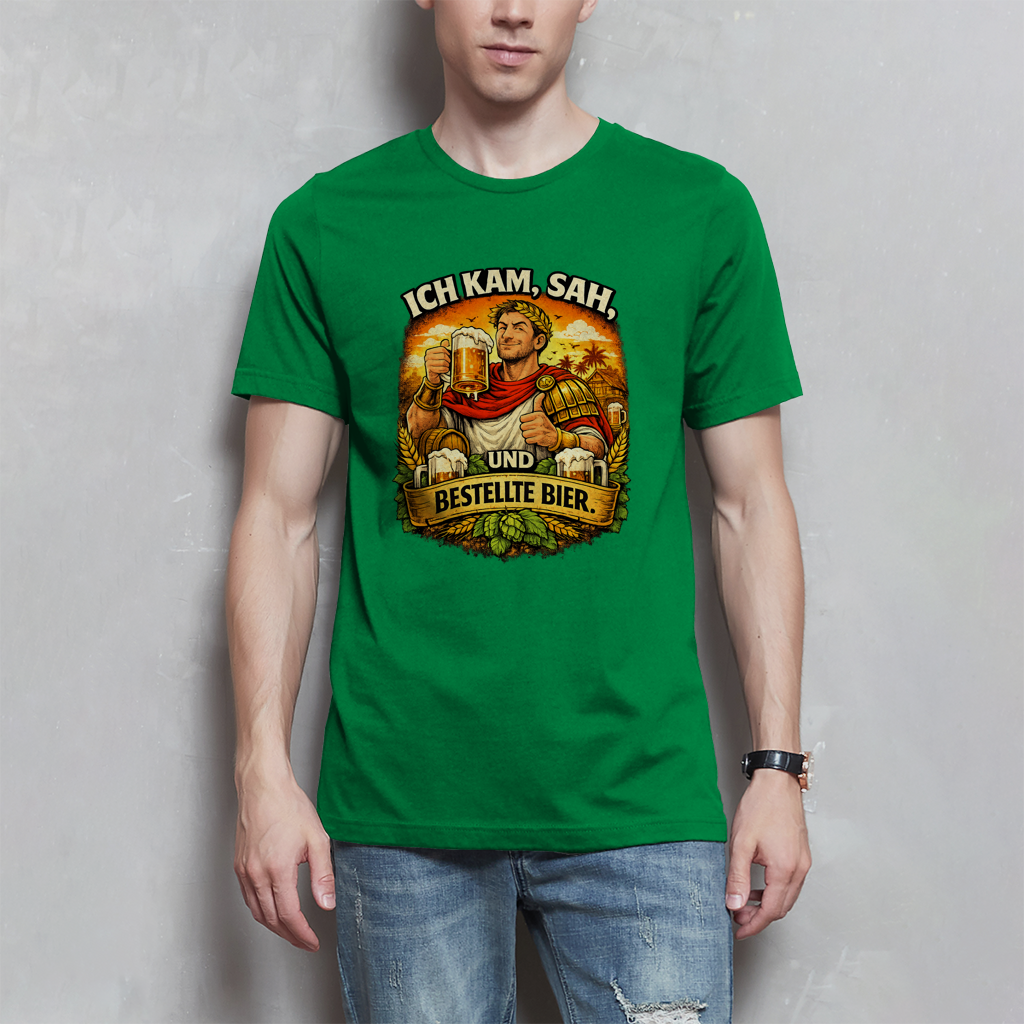 Herren T-Shirt „Ich kam, sah und bestellte Bier“ – Lustiger Bierspruch & Statement Shirt