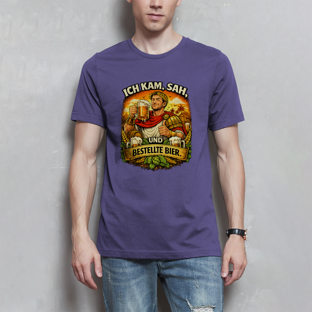 Herren T-Shirt „Ich kam, sah und bestellte Bier“ – Lustiger Bierspruch & Statement Shirt