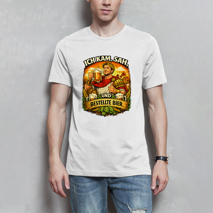 Herren T-Shirt „Ich kam, sah und bestellte Bier“ – Lustiger Bierspruch & Statement Shirt