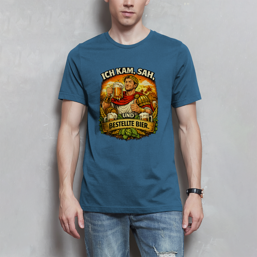 Herren T-Shirt „Ich kam, sah und bestellte Bier“ – Lustiger Bierspruch & Statement Shirt