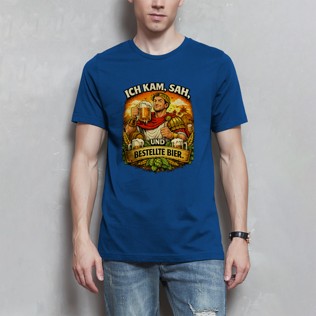 Herren T-Shirt „Ich kam, sah und bestellte Bier“ – Lustiger Bierspruch & Statement Shirt