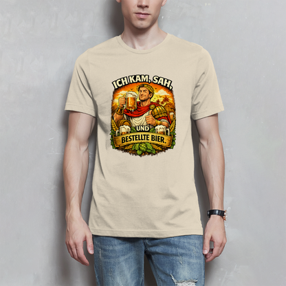 Herren T-Shirt „Ich kam, sah und bestellte Bier“ – Lustiger Bierspruch & Statement Shirt
