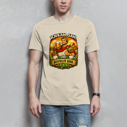 Herren T-Shirt „Ich kam, sah und bestellte Bier“ – Lustiger Bierspruch & Statement Shirt