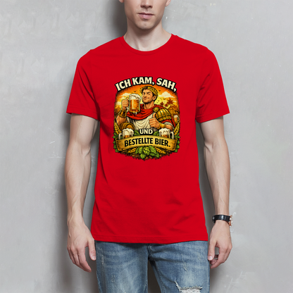 Herren T-Shirt „Ich kam, sah und bestellte Bier“ – Lustiger Bierspruch & Statement Shirt