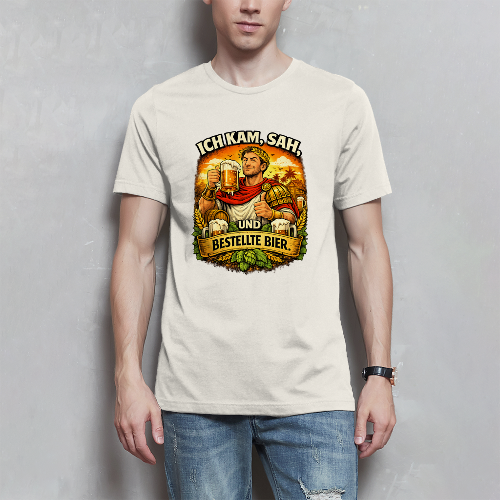 Herren T-Shirt „Ich kam, sah und bestellte Bier“ – Lustiger Bierspruch & Statement Shirt