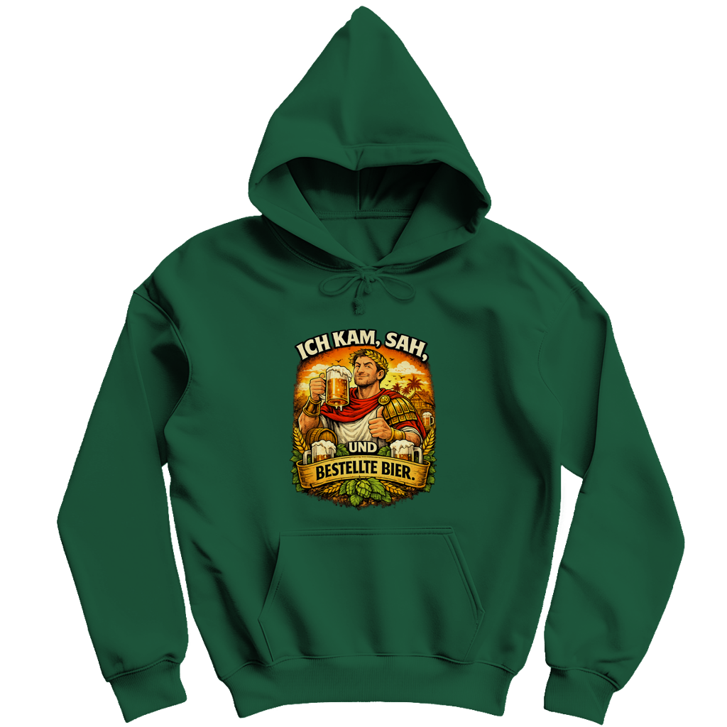 Herren Hoodie „Ich kam, sah und bestellte Bier“ – Lustiger Bierspruch Hoodie & Statement Pullover