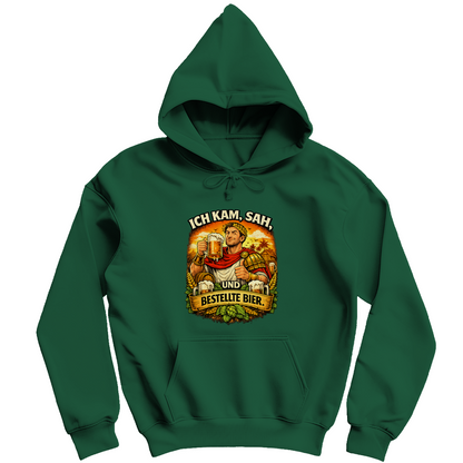 Herren Hoodie „Ich kam, sah und bestellte Bier“ – Lustiger Bierspruch Hoodie & Statement Pullover