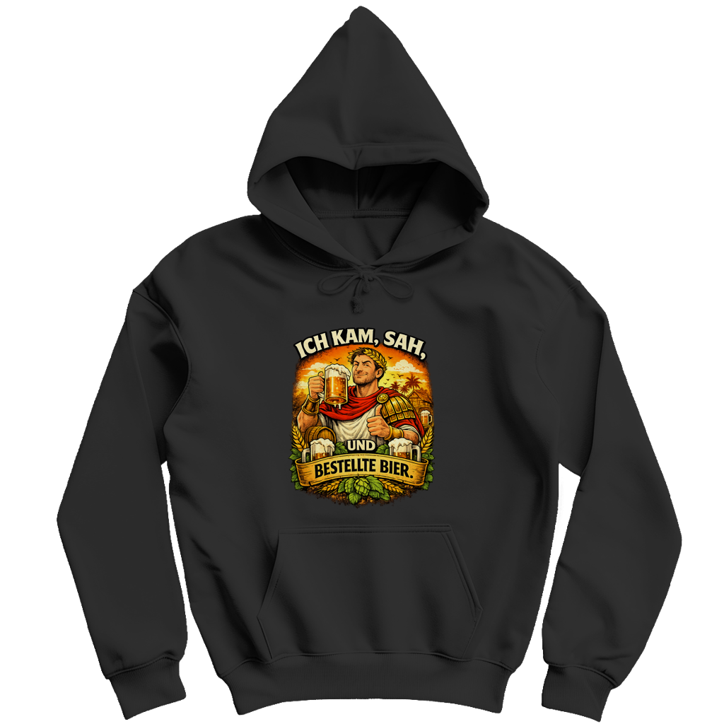 Herren Hoodie „Ich kam, sah und bestellte Bier“ – Lustiger Bierspruch Hoodie & Statement Pullover