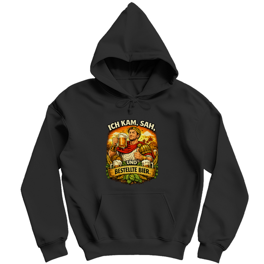 Herren Hoodie „Ich kam, sah und bestellte Bier“ – Lustiger Bierspruch Hoodie & Statement Pullover