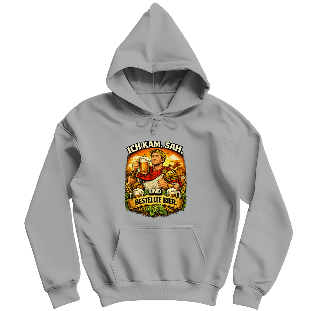 Herren Hoodie „Ich kam, sah und bestellte Bier“ – Lustiger Bierspruch Hoodie & Statement Pullover