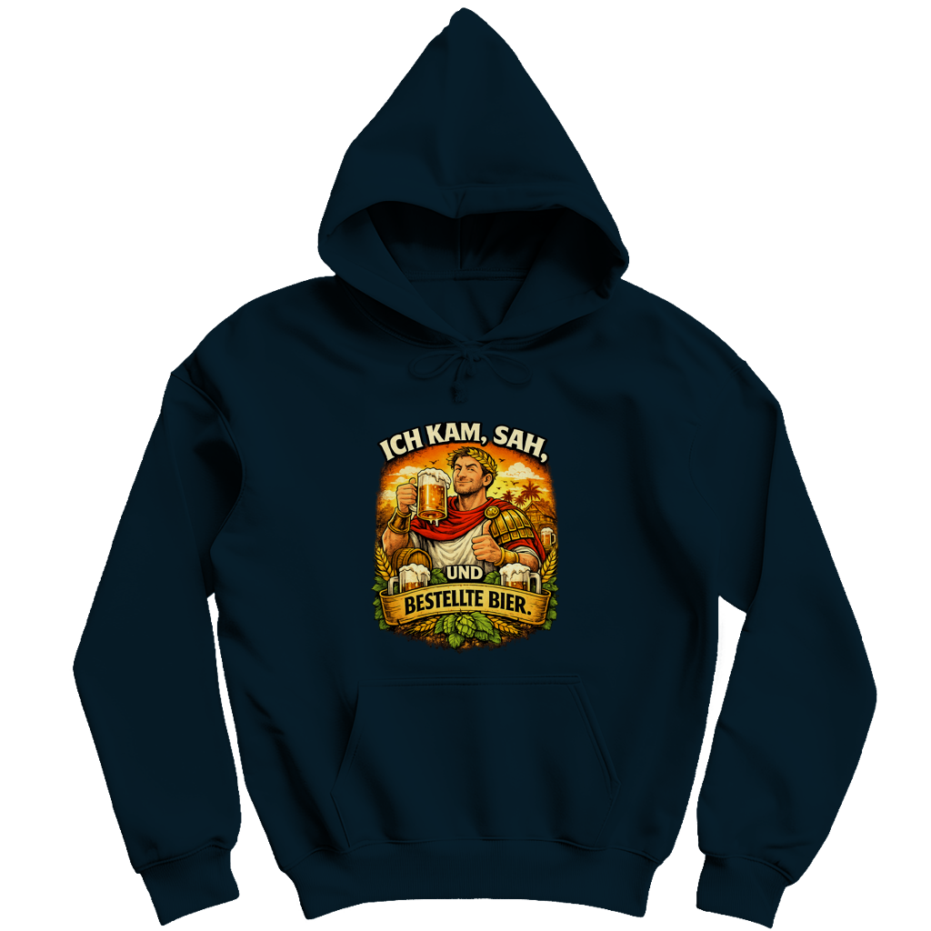 Herren Hoodie „Ich kam, sah und bestellte Bier“ – Lustiger Bierspruch Hoodie & Statement Pullover