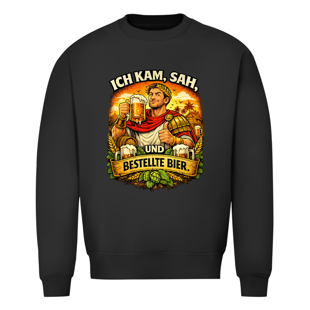 Herren Sweatshirt „Ich kam, sah und bestellte Bier“ – Lustiger Bierspruch Pullover & Statement Shirt