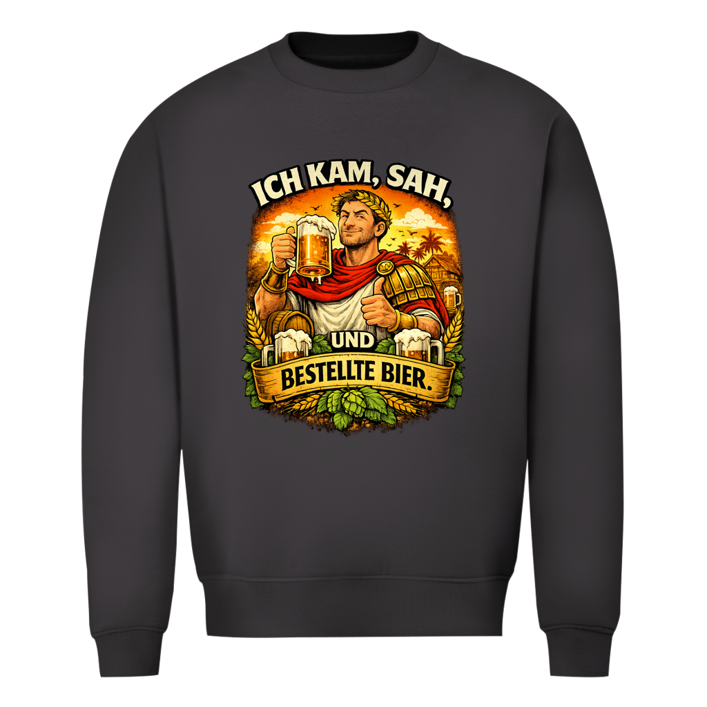 Herren Sweatshirt „Ich kam, sah und bestellte Bier“ – Lustiger Bierspruch Pullover & Statement Shirt