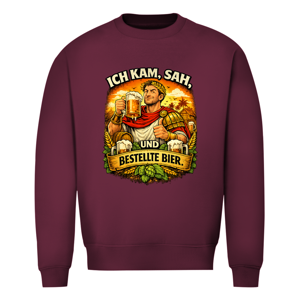 Herren Sweatshirt „Ich kam, sah und bestellte Bier“ – Lustiger Bierspruch Pullover & Statement Shirt