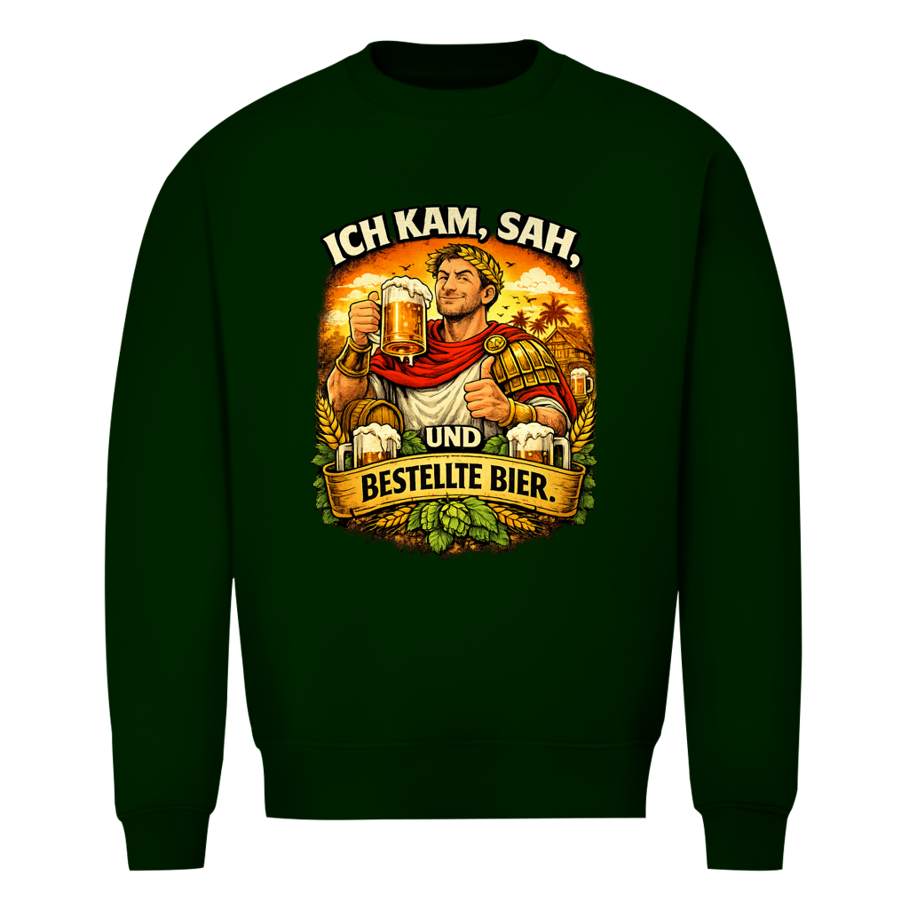 Herren Sweatshirt „Ich kam, sah und bestellte Bier“ – Lustiger Bierspruch Pullover & Statement Shirt
