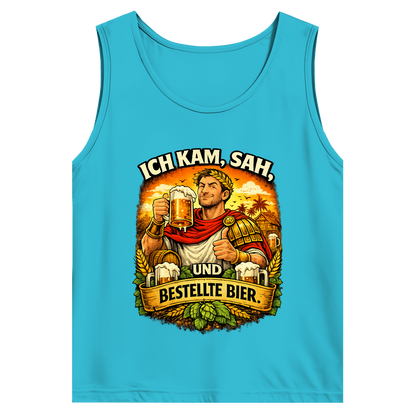 Herren Basic Tank Top „Ich kam, sah und bestellte Bier“ – Lustiger Bierspruch & Statement Shirt