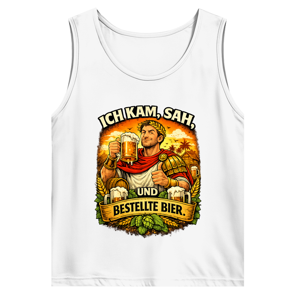 Herren Basic Tank Top „Ich kam, sah und bestellte Bier“ – Lustiger Bierspruch & Statement Shirt