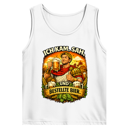 Herren Basic Tank Top „Ich kam, sah und bestellte Bier“ – Lustiger Bierspruch & Statement Shirt
