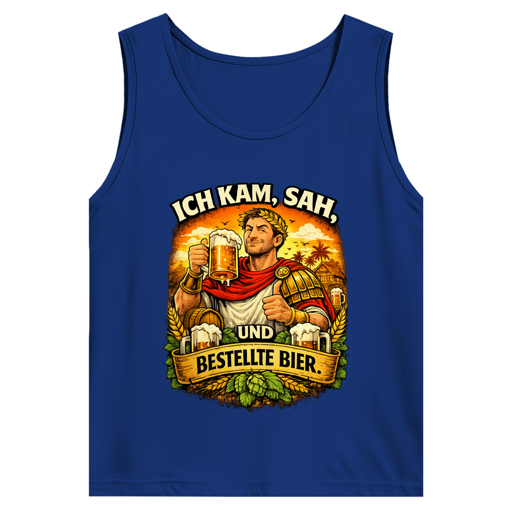 Herren Basic Tank Top „Ich kam, sah und bestellte Bier“ – Lustiger Bierspruch & Statement Shirt