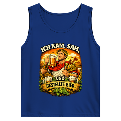 Herren Basic Tank Top „Ich kam, sah und bestellte Bier“ – Lustiger Bierspruch & Statement Shirt