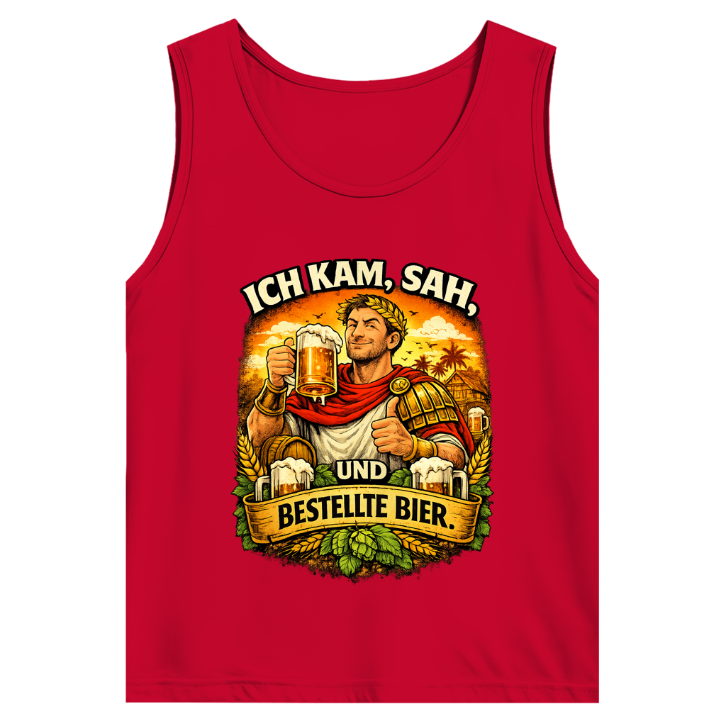 Herren Basic Tank Top „Ich kam, sah und bestellte Bier“ – Lustiger Bierspruch & Statement Shirt