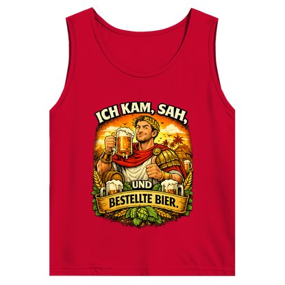 Herren Basic Tank Top „Ich kam, sah und bestellte Bier“ – Lustiger Bierspruch & Statement Shirt