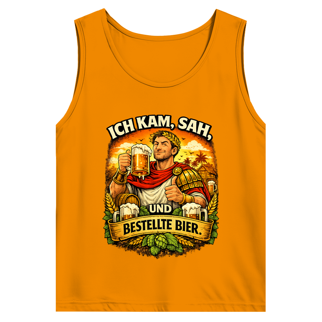 Herren Basic Tank Top „Ich kam, sah und bestellte Bier“ – Lustiger Bierspruch & Statement Shirt