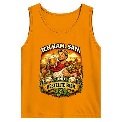 Herren Basic Tank Top „Ich kam, sah und bestellte Bier“ – Lustiger Bierspruch & Statement Shirt