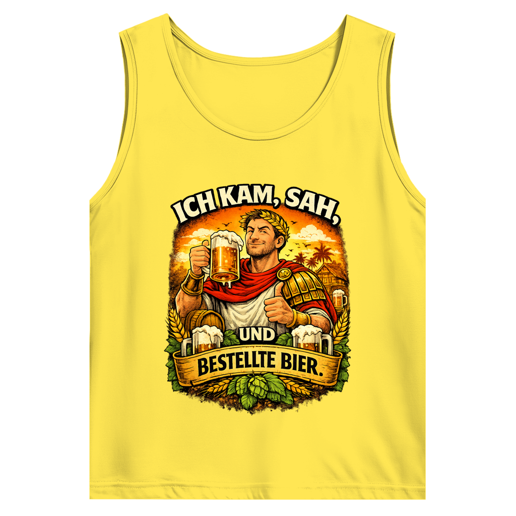 Herren Basic Tank Top „Ich kam, sah und bestellte Bier“ – Lustiger Bierspruch & Statement Shirt