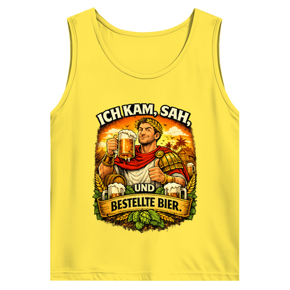 Herren Basic Tank Top „Ich kam, sah und bestellte Bier“ – Lustiger Bierspruch & Statement Shirt