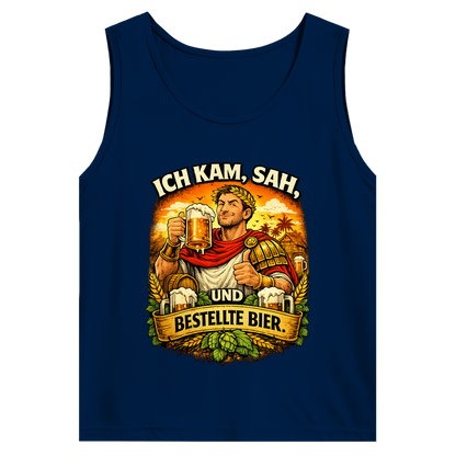 Herren Basic Tank Top „Ich kam, sah und bestellte Bier“ – Lustiger Bierspruch & Statement Shirt